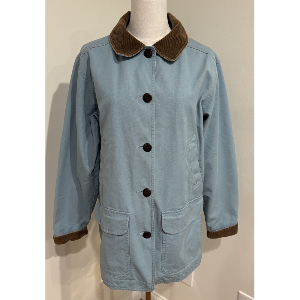 L.L Bean Blue Adirondack Barn Flannel Lined Animal Print Jacket Women's M Reg